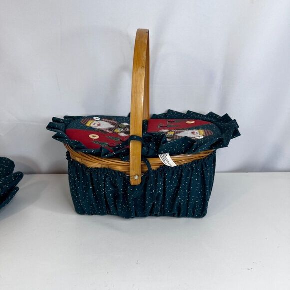 Christmas Country Farmhouse Basket Hot Pads Gift Set Sewing Notions Picnic - Picture 2 of 13